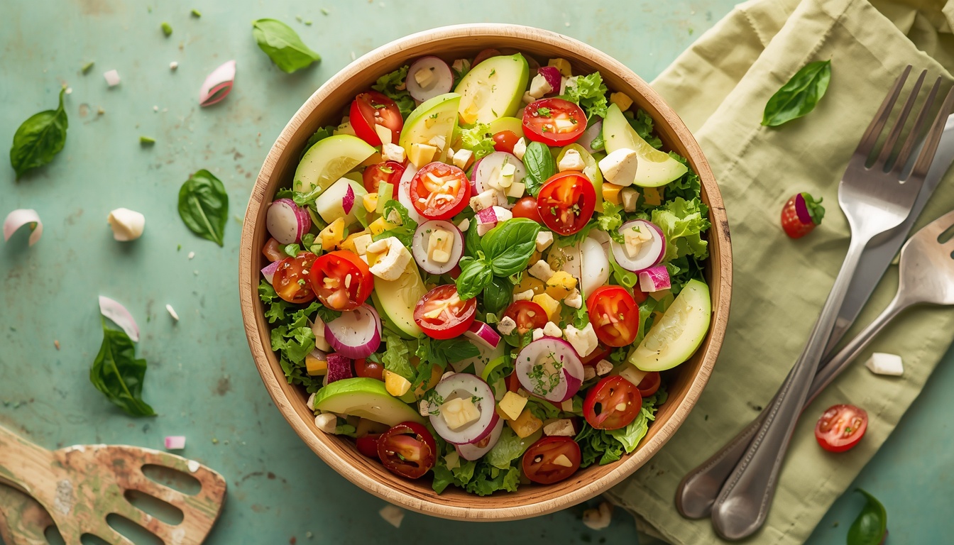 Fresh colorful bowl with vegetables and grains from Fitnesstendon guides